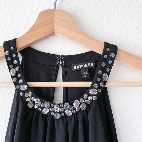 NWT Express Black bejeweled  halter blouse - Picture 4 of 5
